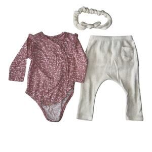 Jessica Simpson Baby Girl 3-Piece Set 6/9M - Leggings, Top & Headband